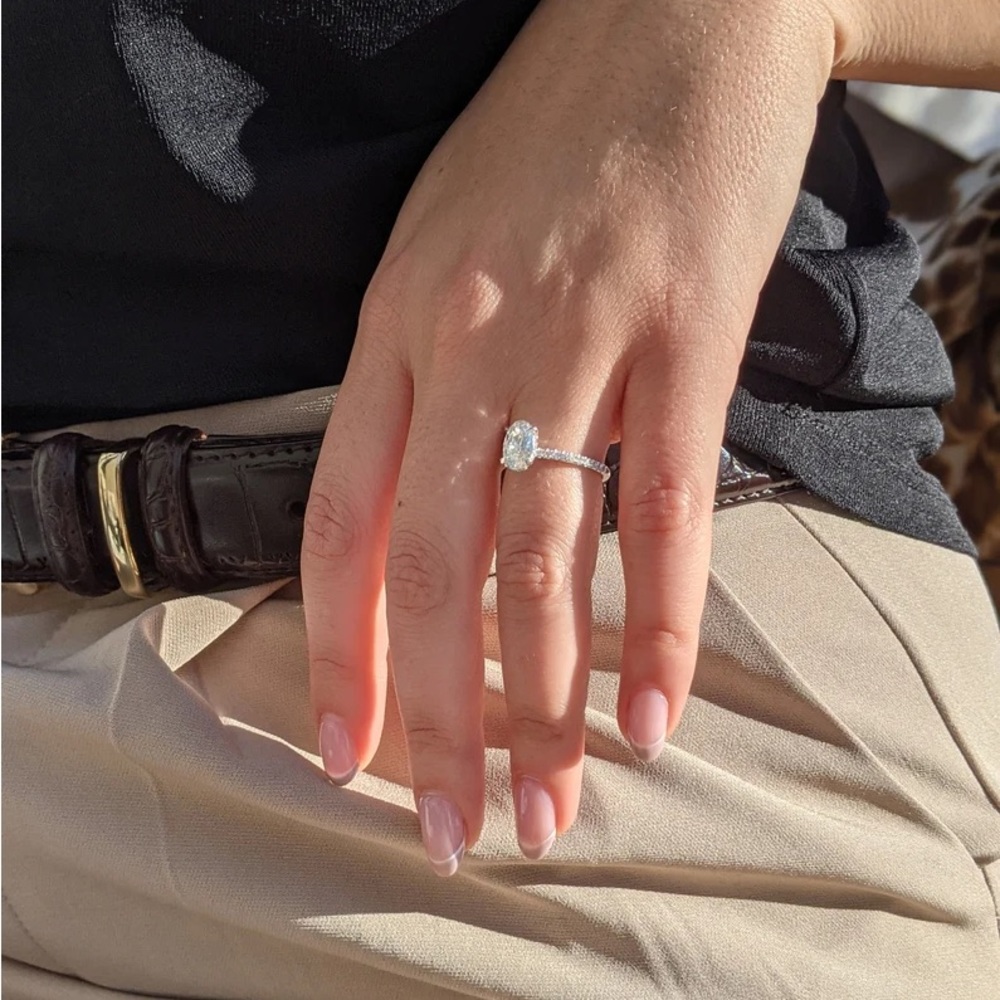 2 Carat Oval Cut Moissanite Engagement Ring By North Jewelry - Picture 2 of 6